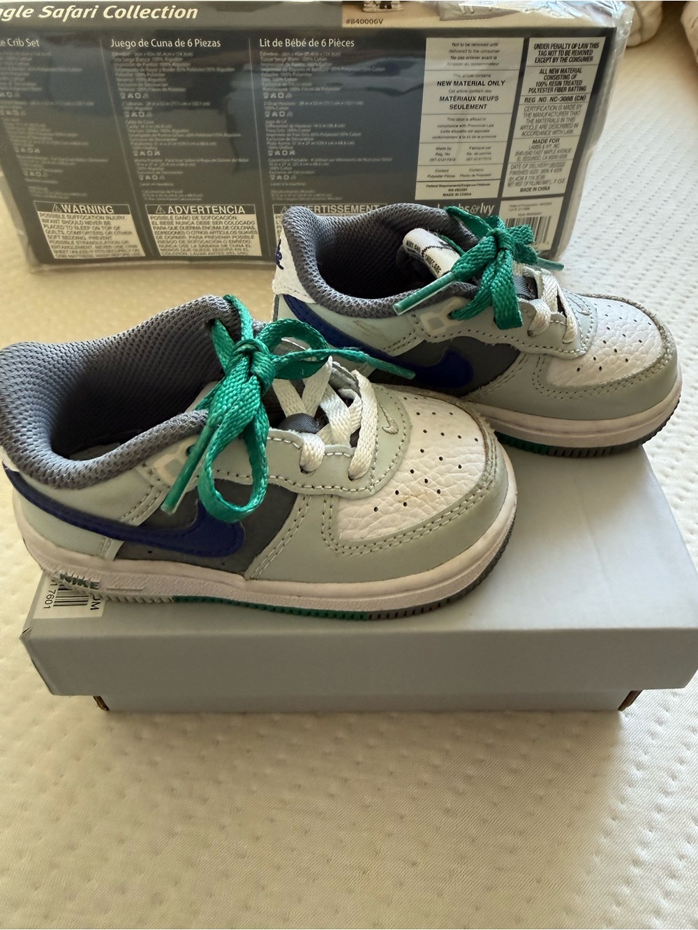 Nike Air force 1 LV8 slight silver and deep blue Size 4c